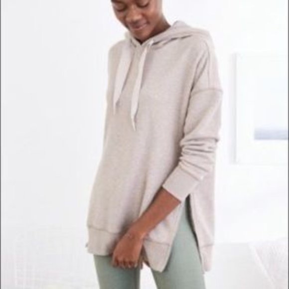 aerie Tops - Aerie Brown Zip Side Long Line Hoodie Sweatshirt